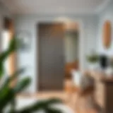 Stylish metal tambour door in a modern home office