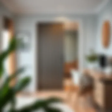 Stylish metal tambour door in a modern home office