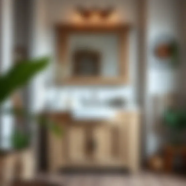 Rustic mobile home vanity cabinet with natural wood