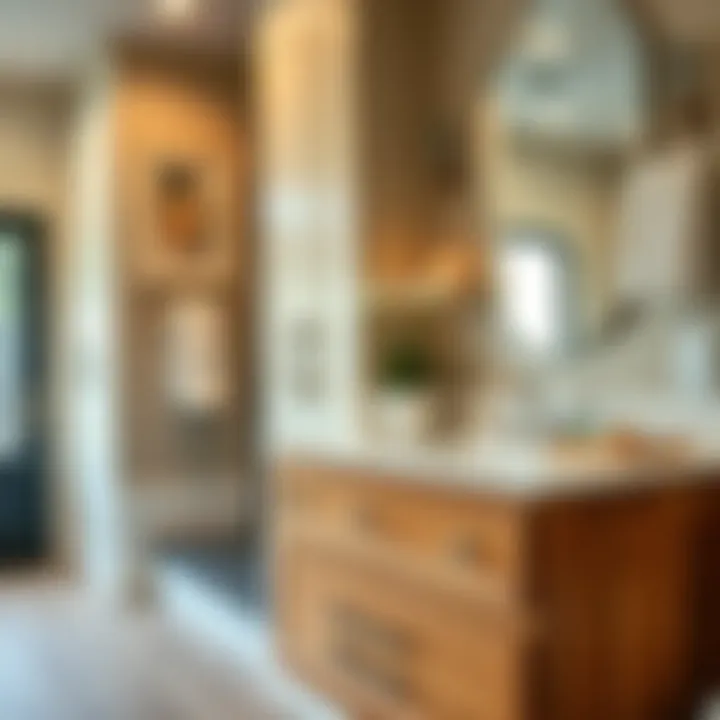 Stylish mobile home vanity cabinet featuring unique hardware