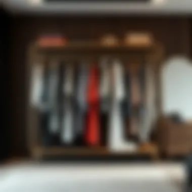 Elegant mobile wardrobe rack displaying various clothing styles