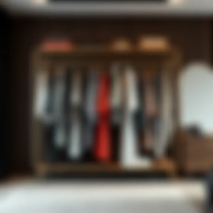 Elegant mobile wardrobe rack displaying various clothing styles