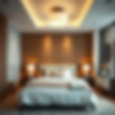 Serene bedroom showcasing a blend of textures and modern aesthetics