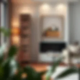 Sleek slim storage tower with woven baskets in a contemporary living room setting