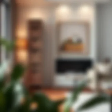 Sleek slim storage tower with woven baskets in a contemporary living room setting