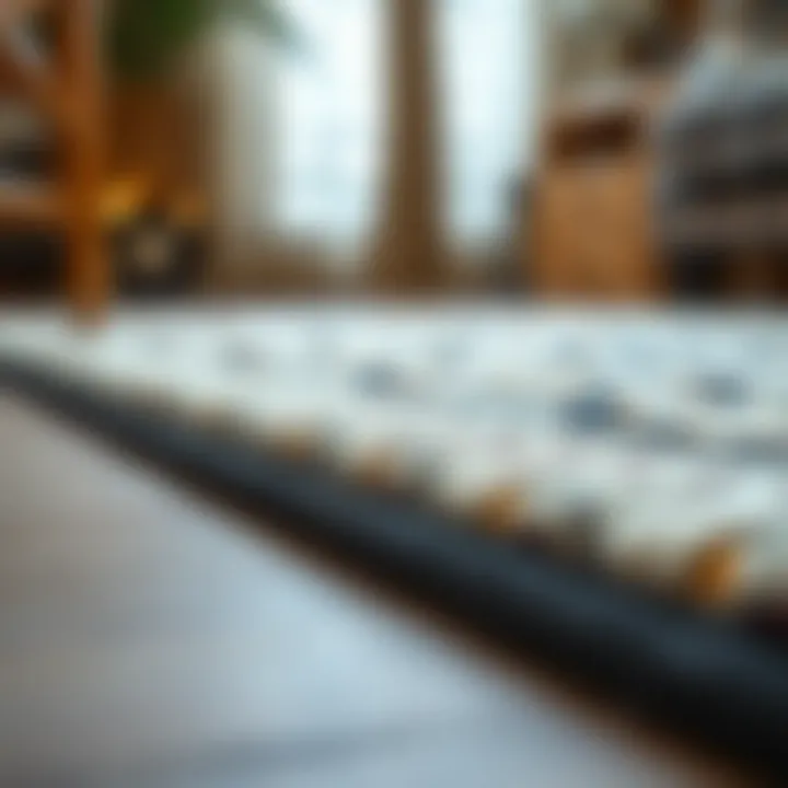 Close-up of a non-slip rug pad under a decorative rug