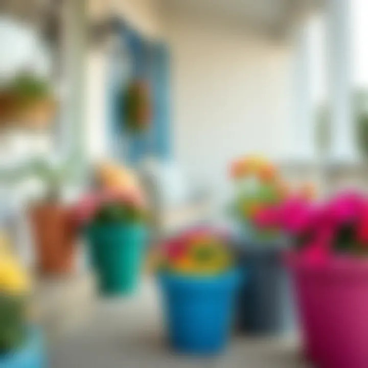 Colorful planters enhancing porch aesthetics