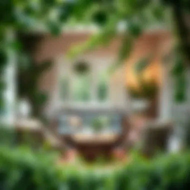 Cozy outdoor nook with greenery