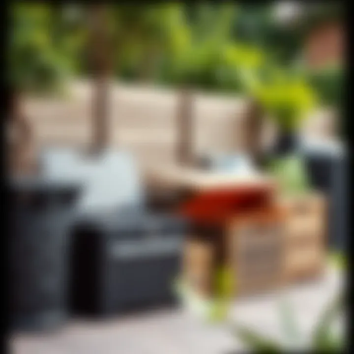 Variety of outdoor storage bins showcasing different materials and designs