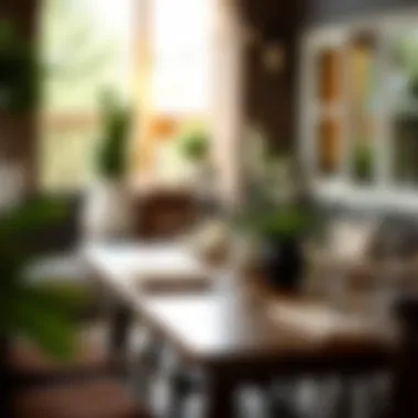 Elegant setup of a rectangular patio dining table with stylish decor