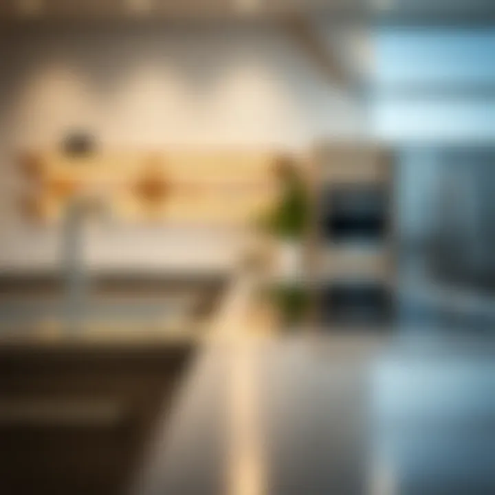 Sleek design of stainless steel counters enhancing decor