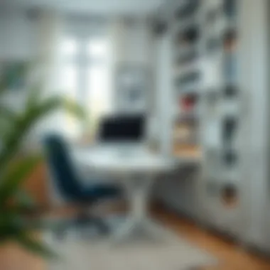 Chic slide out basket organizer in a neatly arranged home office