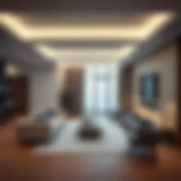 Modern living room showcasing integrated space lights