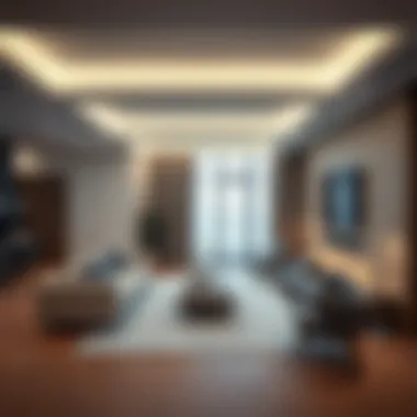 Modern living room showcasing integrated space lights