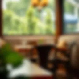 Elegant wooden table and chair set in a restaurant setting