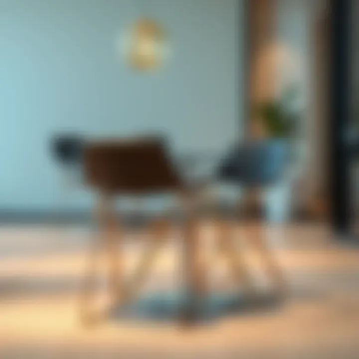 Modern metal chair and glass table setup