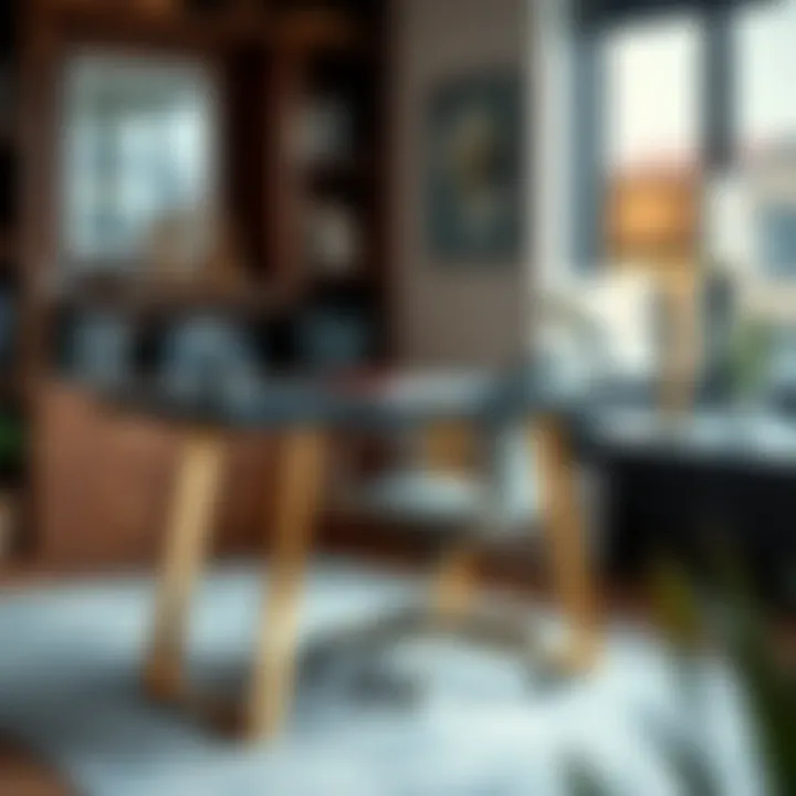 Elegant modern desk with brass legs in a stylish home office