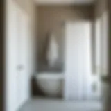 Elegant long waffle shower curtain in a minimalist bathroom