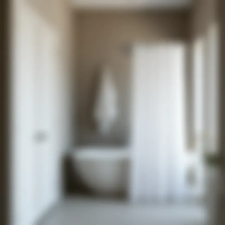 Elegant long waffle shower curtain in a minimalist bathroom