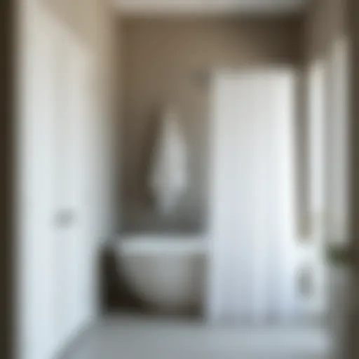 Minimalist Bathroom with Long Waffle Shower Curtain Elegant long waffle shower curtain in a minimalist bathroom