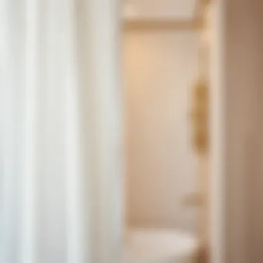 Close-up of waffle texture on a luxurious shower curtain
