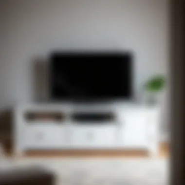 Functional white TV stand with ample storage