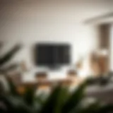 Modern white TV stand in a stylish living room