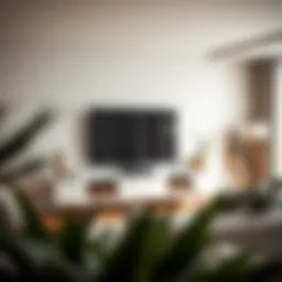 Modern white TV stand in a stylish living room