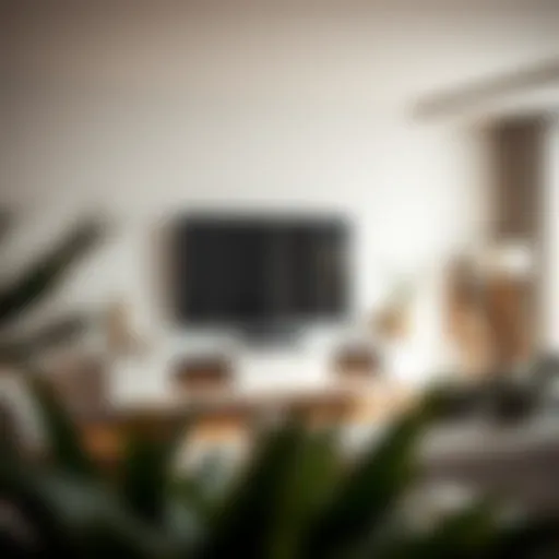 Modern white TV stand in a stylish living room