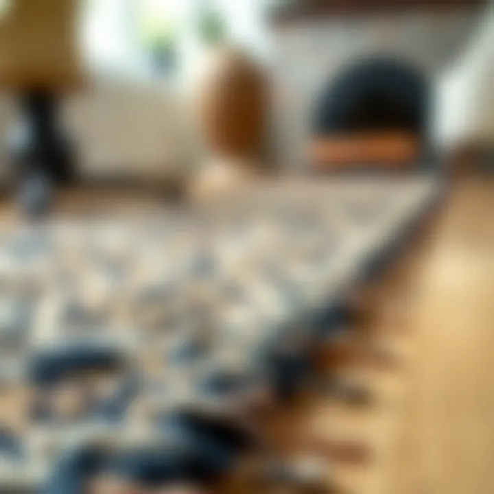 Close-up of intricate runner rug materials