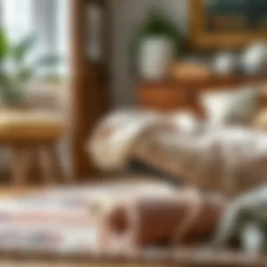 Diverse materials used in living room throw rugs