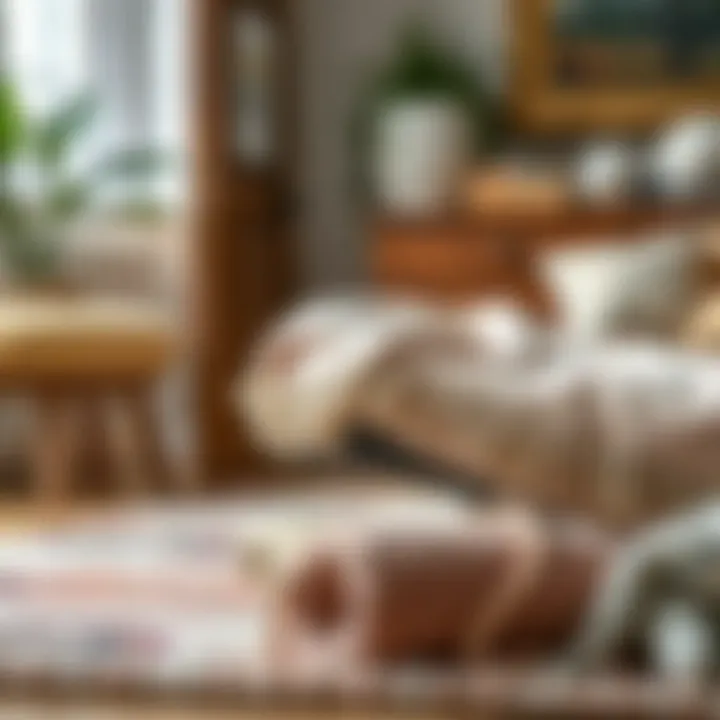 Diverse materials used in living room throw rugs