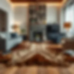 Elegant throw rug enhancing living room aesthetics