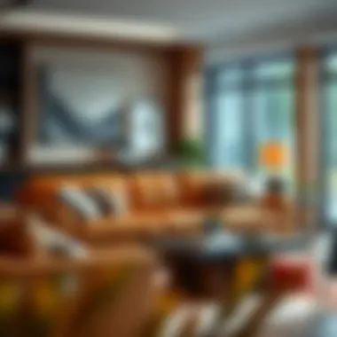 Stylish tan leather sleeper sofa featuring contemporary design elements