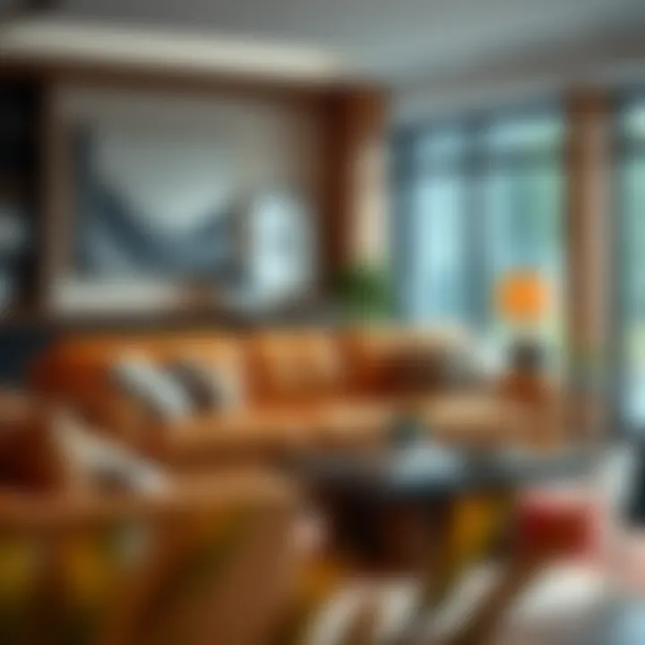 Stylish tan leather sleeper sofa featuring contemporary design elements