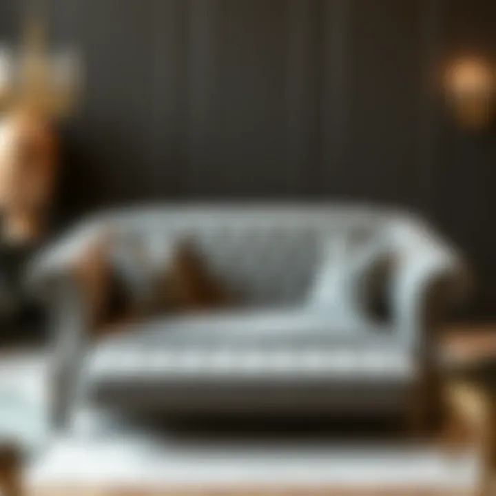 Luxurious grey sofa in an opulent interior setting