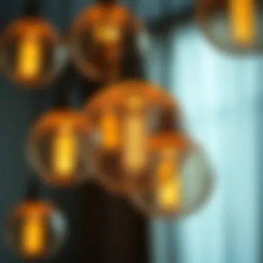 Close-up of pendant globes highlighting their design details