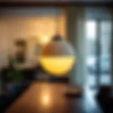 Elegant pendant globe lighting in a modern dining area