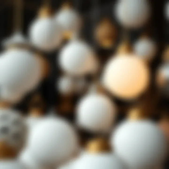 Variety of pendant globe styles and materials on display