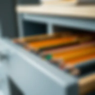 Close-up of a pencil drawer filled with writing instruments