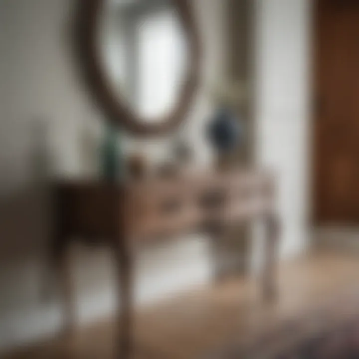 Charming small hallway table made of wood with intricate details