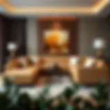 Elegant light brown sofa set in a modern living room