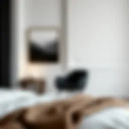 Elegant small black chair in a modern bedroom