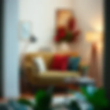 Cozy corner with a small one seat sofa and decorative pillows