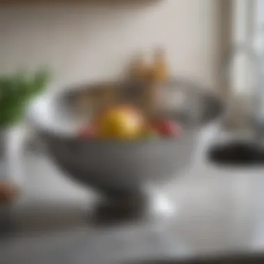 Elegant Design of a Metal Colander A sleek metal colander showcasing its elegant design