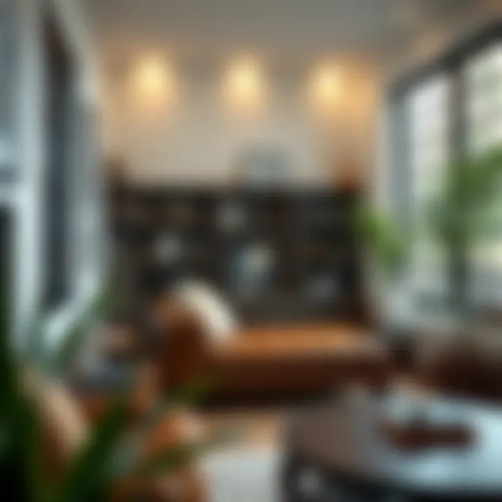 Cozy reading nook featuring a brown leather chaise and bookshelf