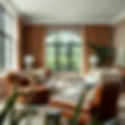 Elegant brown leather chaise in a modern living room setting