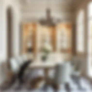 Elegant dining area featuring a glass cabinet with fine china