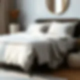 Elegant light gray flat sheets styled on a modern bed