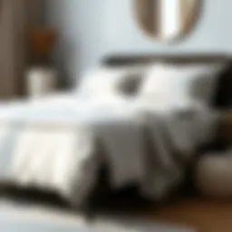 Elegant light gray flat sheets styled on a modern bed